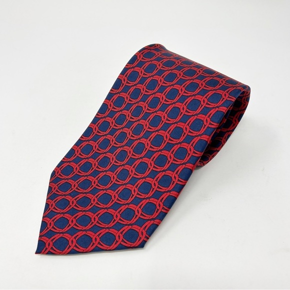 Gucci Mens Tie Silk Necktie Red Blue Authenticated - Picture 11 of 12